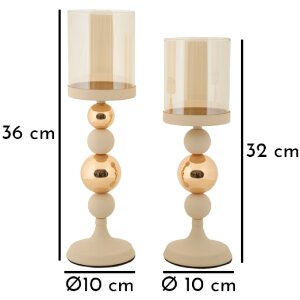 Mauro Ferretti svietnik Glassy creme – 2-dielna súprava Ø 10x32/36 cm