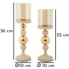 Mauro Ferretti svietnik Glassy creme – 2-dielna súprava Ø 10x32/36 cm