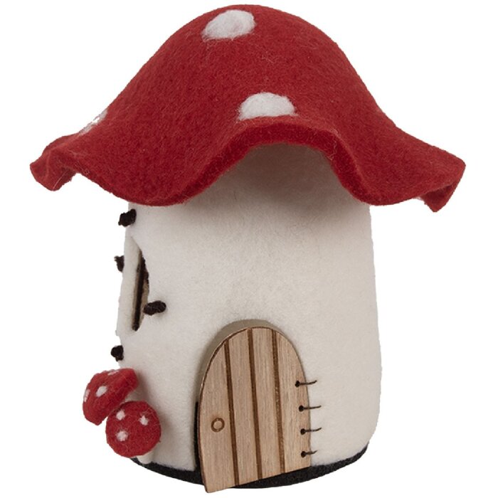 Clayre & Eef 66293 Domček z plsti 20x20x18 cm biely/červený