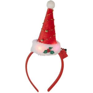 Clayre & Eef Čelenka s vianočnou čiapkou s LED 12x7x27 cm