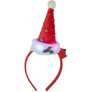 Clayre & Eef Čelenka s vianočnou čiapkou s LED 12x7x27 cm