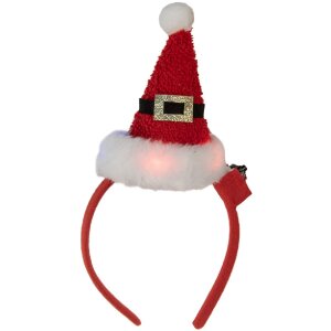 Clayre & Eef 66352 Čelenka s Vianočnou čiapkou s LED 12x7x27 cm
