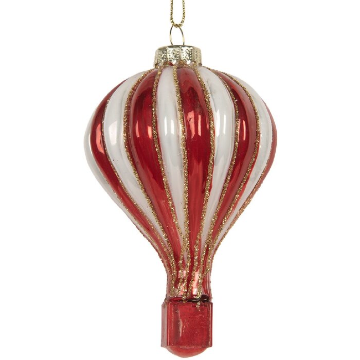 Clayre & Eef Vianočný záves Rot-Weiß Ø 6x9 cm