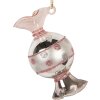 Clayre & Eef 6GL5276 Vianočný záves Ø 4x8 cm strieborný s ružovými akcentmi