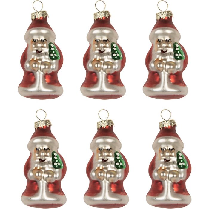 Clayre & Eef Vianočné závesné ozdoby Set 6 Ø 3x35 cm červeno-strieborné