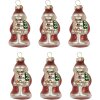 Clayre & Eef Vianočné závesné ozdoby Set 6 Ø 3x35 cm červeno-strieborné