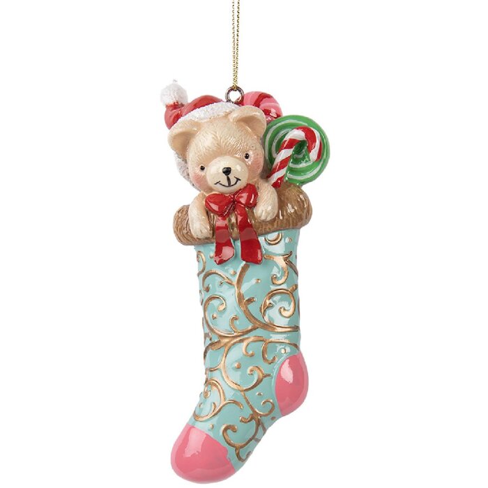 Clayre & Eef Závesík Medveď v ponožke 7x5x15 cm