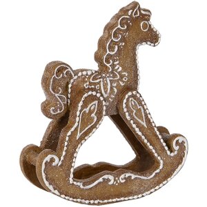 Clayre & Eef Dekoračný hojdací kôň hnedo-biely 14x4x15 cm