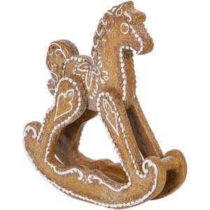 Clayre & Eef Dekoračný hojdací kôň hnedo-biely 14x4x15 cm