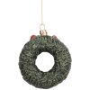 Clayre & Eef 66085 Dekoračný závesný veniec 9x4x11 cm Zelený a červený