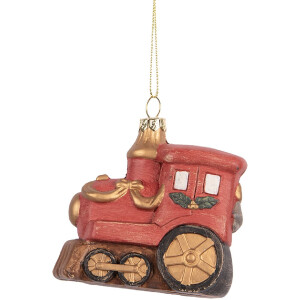 Clayre & Eef Záves Lokomotíva 9x5x9 cm Červeno-zlatá
