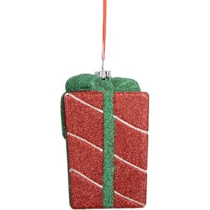 Clayre & Eef 66095 Vianočná závesná dekorácia Darčeková krabička 8x8x11 cm