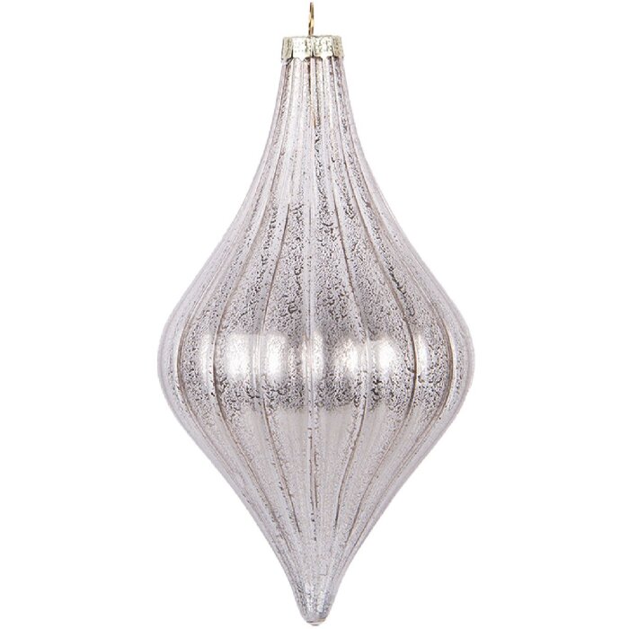 Clayre & Eef 6GL5142 Vianočná guľa Ø 8x15 cm Strieborná