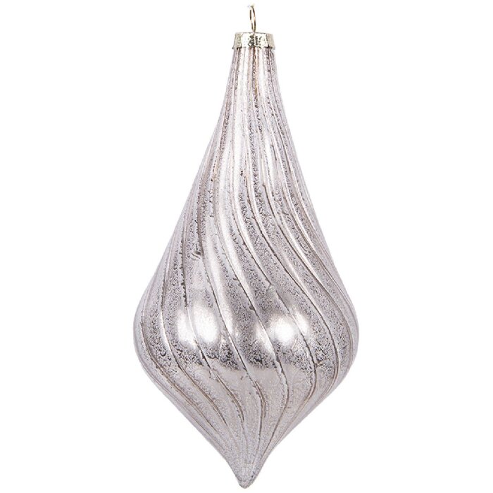 Clayre & Eef 6GL5143 Vianočná guľa Ø 8x17 cm strieborná