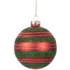 Clayre & Eef 6GL5170 Vianočná guľa červeno-zelená 8 cm