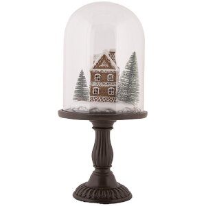 Clayre & Eef Sklenený zvon s LED dekoráciou Ø 17x36 cm