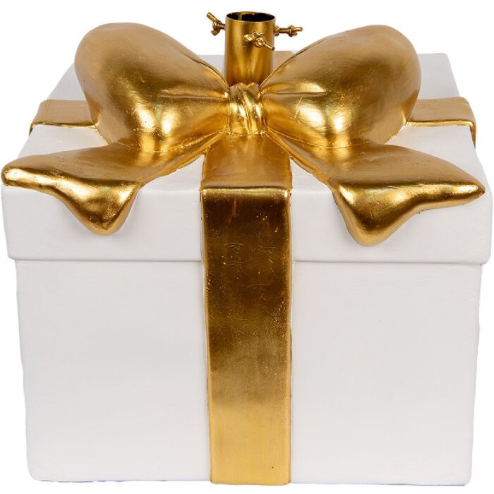 Clayre & Eef 6MG0106 Stojan na vianočný stromček 36x35x33 cm biely/zlatý