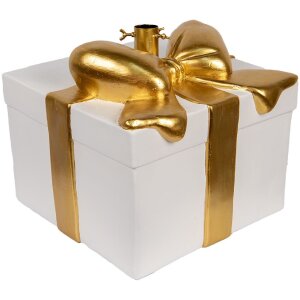 Clayre & Eef 6MG0106 Stojan na vianočný stromček 36x35x33 cm biely/zlatý