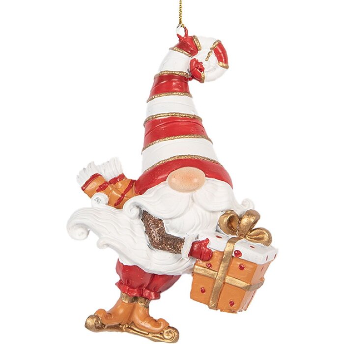 Clayre & Eef Závesný Santa Claus 8x4x10 cm - Červený & Biely