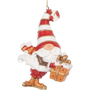 Clayre & Eef Závesný Santa Claus 8x4x10 cm - Červený & Biely