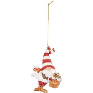Clayre & Eef Závesný Santa Claus 8x4x10 cm - Červený & Biely