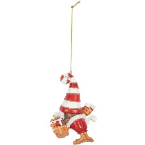 Clayre & Eef Závesný Santa Claus 8x4x10 cm - Červený & Biely