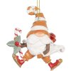 Clayre & Eef 6PR5302 Dekoračný záves Santaklaus 8x4x10 cm oranžovo-biely