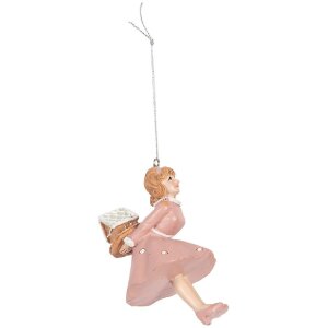 Clayre & Eef Záves Ballerina 6x6x10 cm Ružový