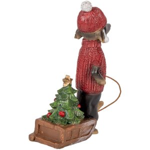 Clayre & Eef Dekoračný jazvečík 8x4x13 cm hnedo-červený