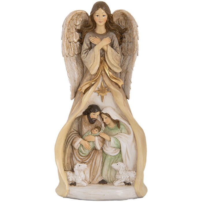 Clayre & Eef Vianočná skupina 15x12x30 cm béžovo-zlatá