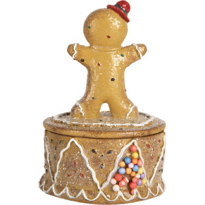 Clayre & Eef Krabička s perníčkami hnedá 7x11 cm