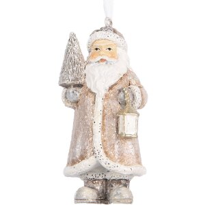 Clayre & Eef Dekoračný záves Santa Claus 5x4x9 cm béžovo-biely