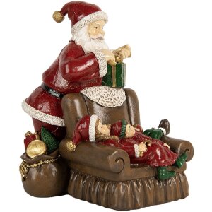 Clayre & Eef Santa Claus s deťmi 17x13x18 cm Červená