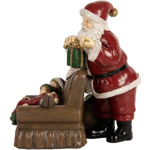 Clayre & Eef Santa Claus s deťmi 17x13x18 cm Červená