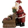 Clayre & Eef Santa Claus s deťmi 17x13x18 cm Červená