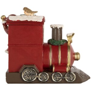 Clayre & Eef Dekorácia Santa Claus s lokomotívou 16x10x13 cm červená