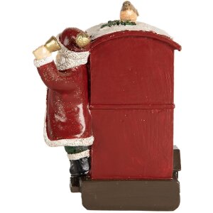 Clayre & Eef Dekorácia Santa Claus s lokomotívou 16x10x13 cm červená