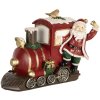 Clayre & Eef Dekorácia Santa Claus s lokomotívou 16x10x13 cm červená