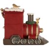 Clayre & Eef Dekorácia Santa Claus s lokomotívou 16x10x13 cm červená