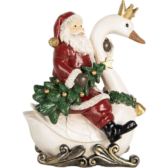 Clayre & Eef Santa Claus na labuti 13x10x16 cm
