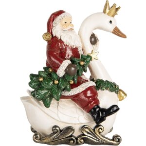 Clayre & Eef Santa Claus na labuti 13x10x16 cm
