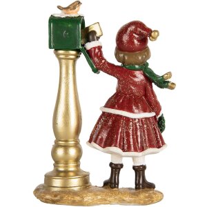 Clayre & Eef 6PR5677 Dekorácia Dieťa pri poštovej schránke 8x4x12 cm Červená & Zelená