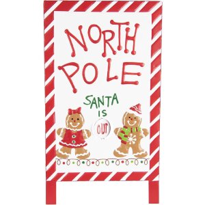 Clayre & Eef Textová tabuľa stojaca 29x16x51 cm bielo-červená