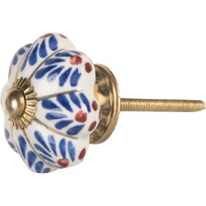 Clayre & Eef 66459 kľučka Ø 4x3 cm bielo-modrá