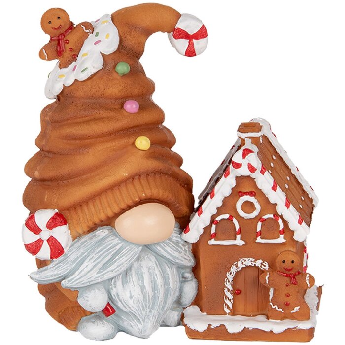 Clayre & Eef 6PR5309 Dekoračný škriatok s LED 14x9x15 cm hnedá/modrá