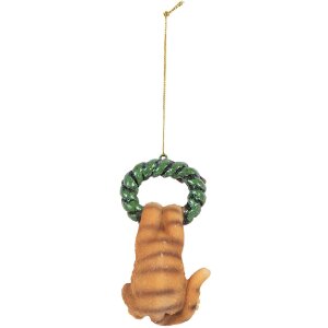 Clayre & Eef Záves Mačka 6x5x9 cm Hnedá a zelená