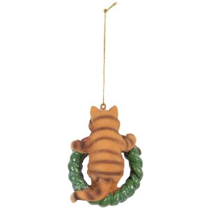 Clayre & Eef Dekoračný záves Mačka 6x5x9 cm hnedá/zelená