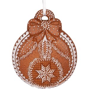 Clayre & Eef Vianočná guľa 8x2x10 cm hnedo-biela