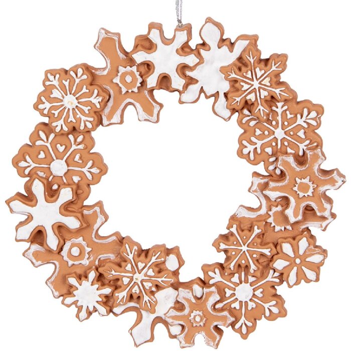 Clayre & Eef Vianočný záves Krúžok 18x2 cm hnedá & biela