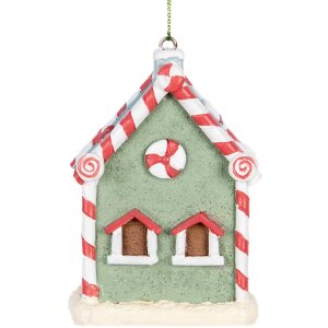 Clayre & Eef Dekoračný záves Domček 6x4x8 cm Zelená Biela